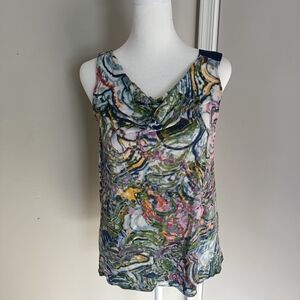 Simply Vera Vera Wang Green and Pink Ruched Tank Top